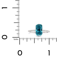 14K White Gold Cushion Blue Zircon Diamond Ring, 14k white gold, Long's Jewelers