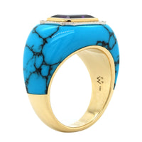 Emily P. Wheeler 18K Yellow Gold Turquoise and Amethyst Chubby Ring