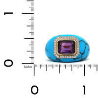 Emily P. Wheeler 18K Yellow Gold Turquoise and Amethyst Chubby Ring