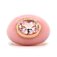 18K Yellow Gold Pink Sapphire and Morganite Chubby Ring