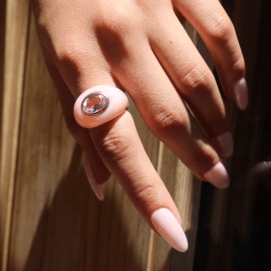 18K Yellow Gold Pink Sapphire and Morganite Chubby Ring