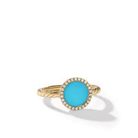 Petite DY Elements® Ring in 18K Yellow Gold with Turquoise and Pavé Diamonds