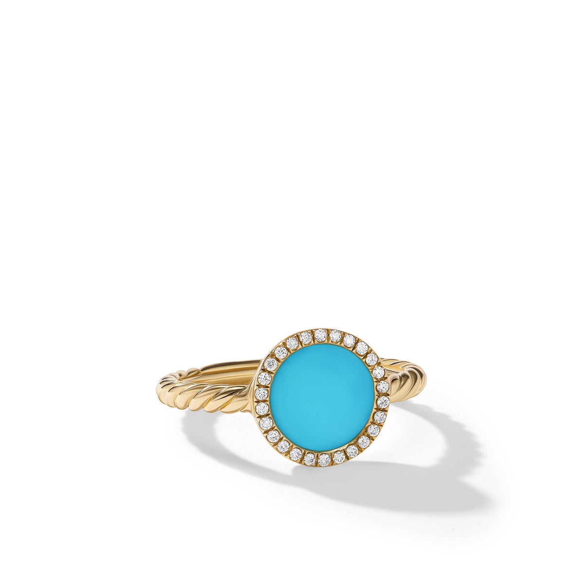 Petite DY Elements® Ring in 18K Yellow Gold with Turquoise and Pavé Diamonds