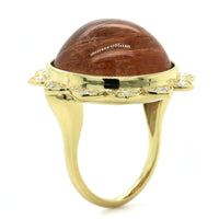18K Yellow Gold Rutilated Quartz Diamond Flower Ring, 18k yellow gold, Long's Jewelers
