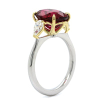Platinum 3 Stone Oval Spinel Diamond Ring, Platinum and 18k yellow gold, Long's Jewelers