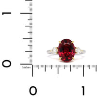 Platinum 3 Stone Oval Spinel Diamond Ring, Platinum and 18k yellow gold, Long's Jewelers