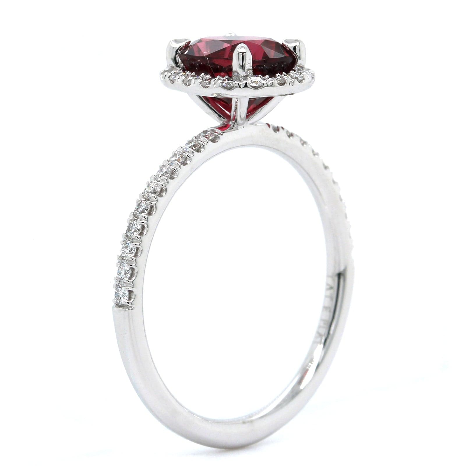 Platinum Oval Spinel Diamond Halo Ring, Platinum, Long's Jewelers