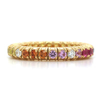 18K Yellow Gold Sapphire and Multi Gemstone Stretch Ring, Long's Jewelers