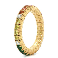 18K Yellow Gold Sapphire and Multi Gemstone Stretch Ring, Long's Jewelers