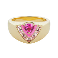 Emily P. Wheeler 18K Yellow Gold Tiered Pink Tourmaline and Morganite Signet Ring