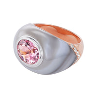 18K Rose and White Gold Chubby Pink Tourmaline Ring