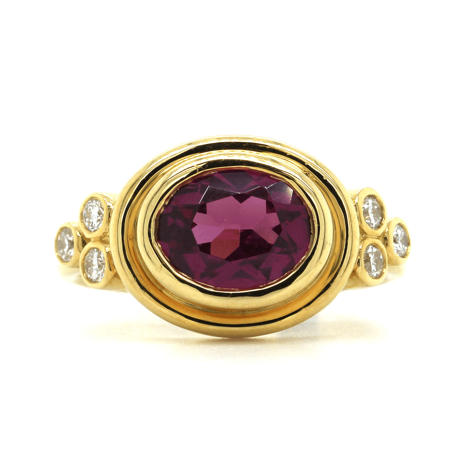 18K Yellow Gold Oval Purple Garnet Bezel Set Ring, Long's Jewelers