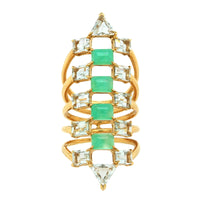 Etho Maria 18K Yellow Gold Chrysoprase and Prasiolite Elongated Ring