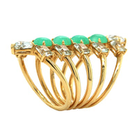 Etho Maria 18K Yellow Gold Chrysoprase and Prasiolite Elongated Ring