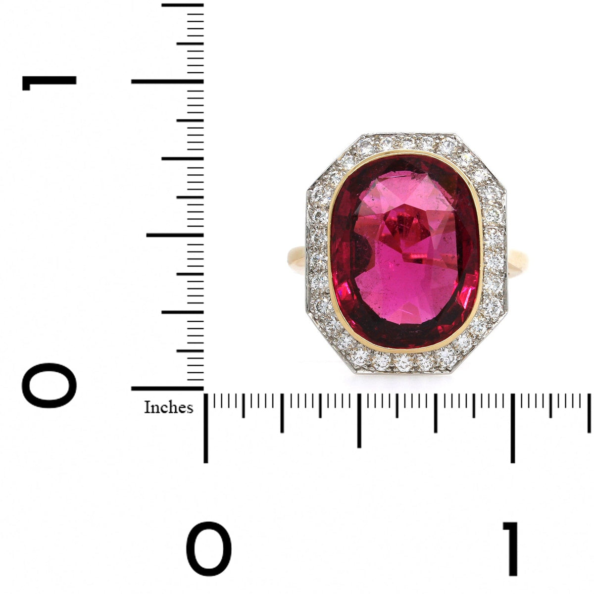 Eclat Jewels 18K Yellow Gold Oval Rubellite Diamond Halo Ring