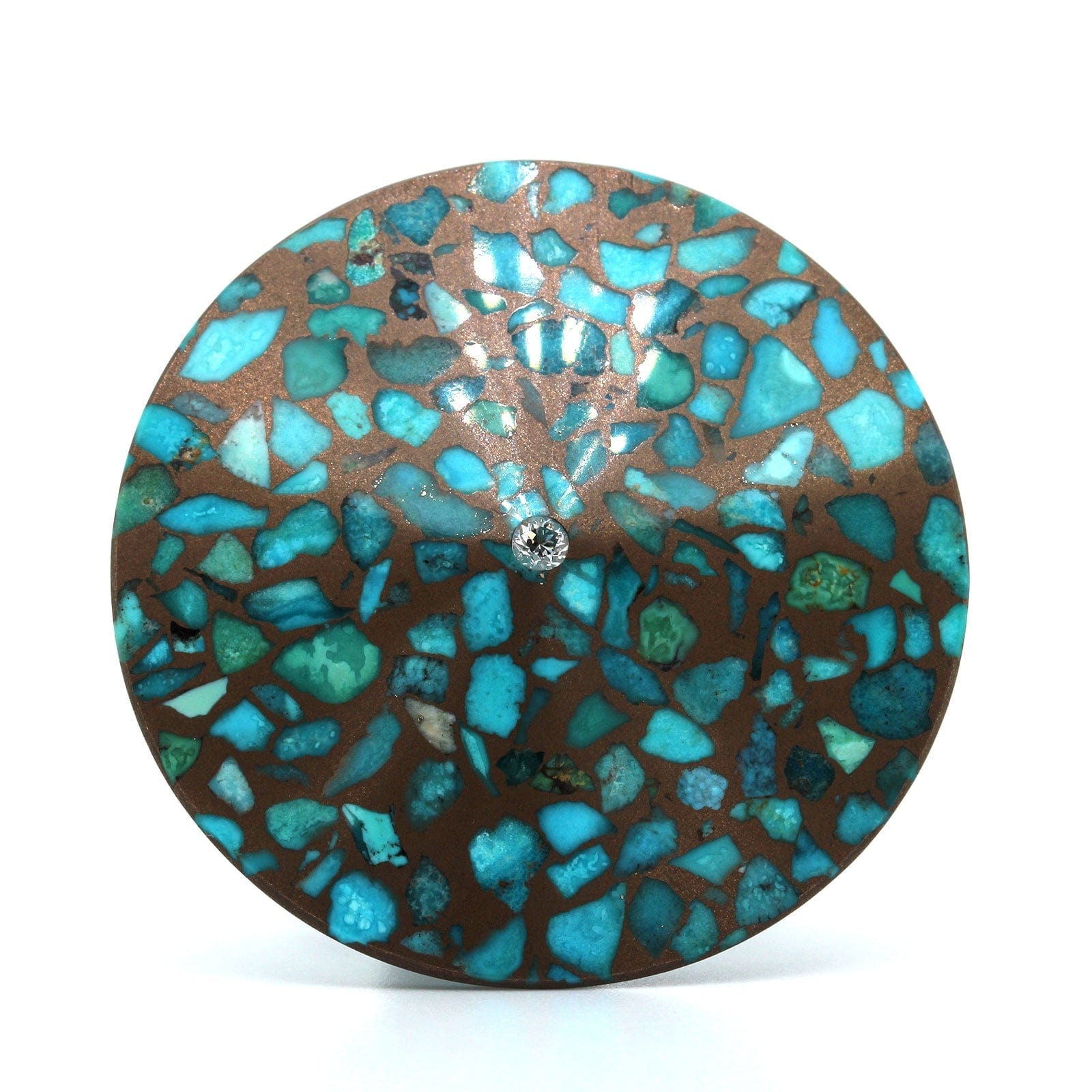 Eclat Jewels Bronze Turquoise Diamond Disc Ring