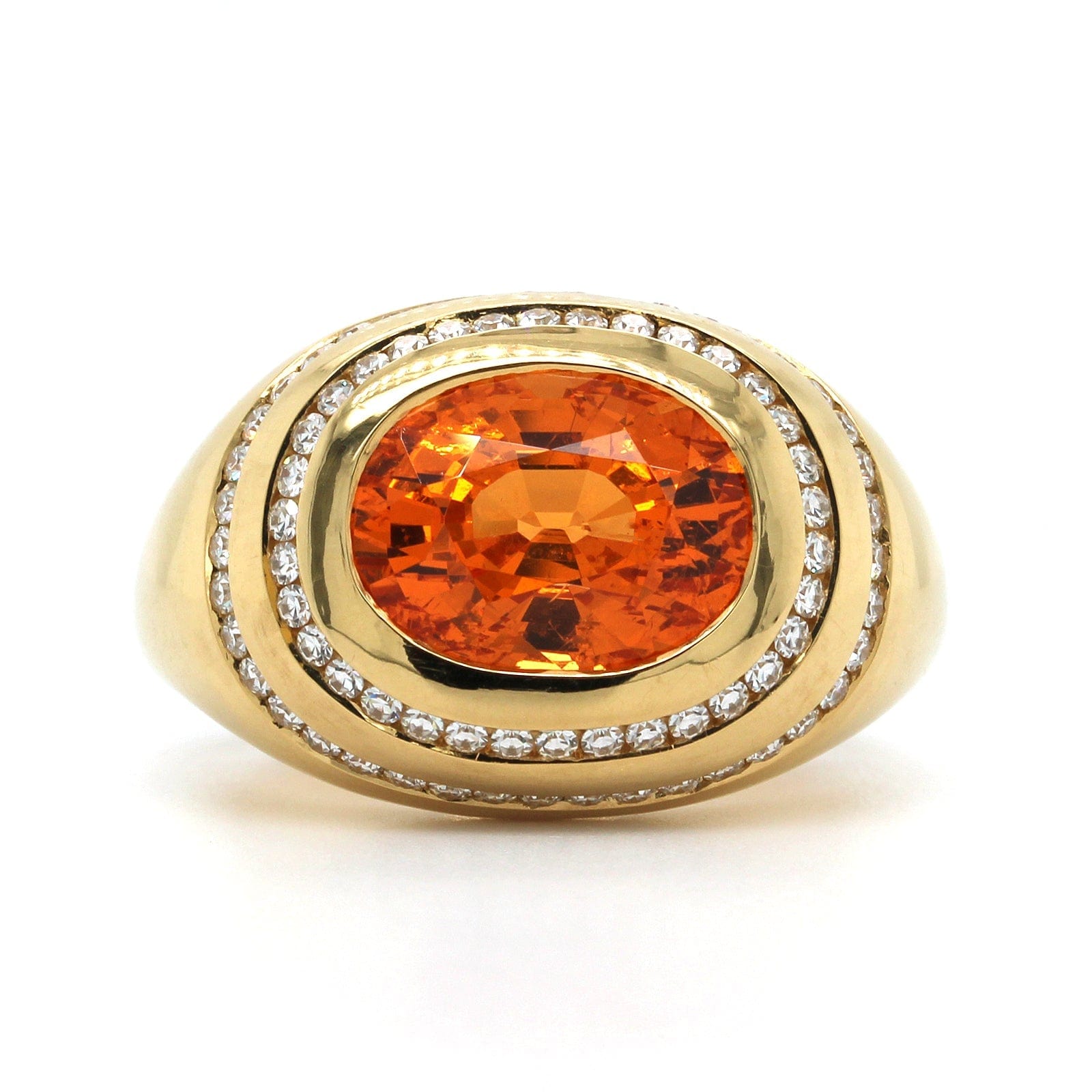 Eclat Jewels 20K Yellow Gold Oval Garnet Diamond Halo Ring