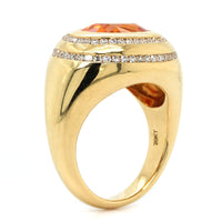 Eclat Jewels 20K Yellow Gold Oval Garnet Diamond Halo Ring