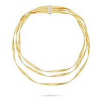 Marrakech 18K Yellow Gold 3 Row Accent Diamond Necklace, Gold, Long's Jewelers
