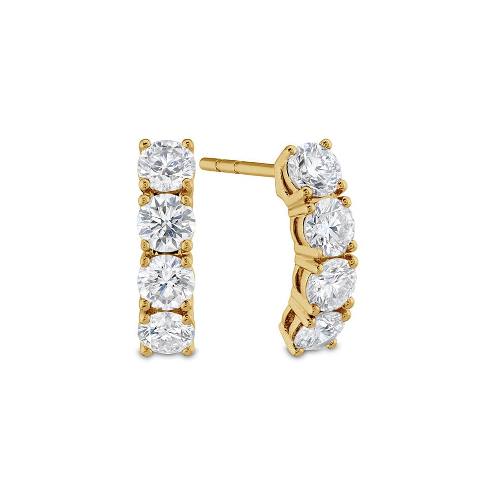 18K Yellow Gold Half Huggie Diamond Earrings, Gold, Long's Jewelers