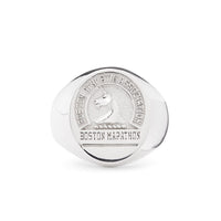 Men's Oval Sterling Silver Boston Marathon® Ring with Stylized Unicorn Logo, Silver, Long's Jewelers
