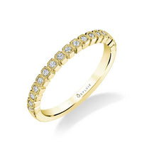 18K Yellow Gold Bezel Set Milgrain Wedding Band