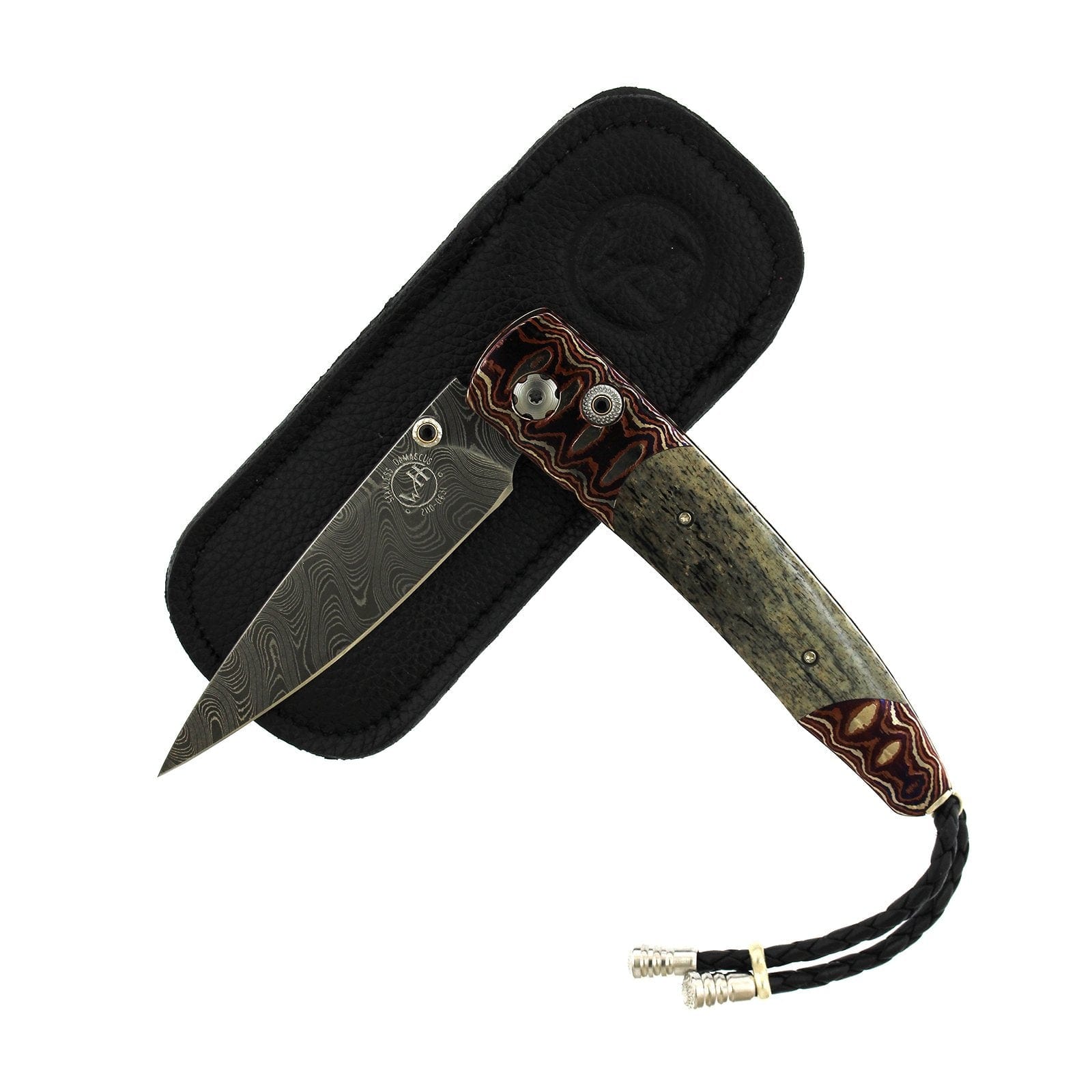 Mokume and Damascus Steel Spinel Knife, Steel, Long's Jewelers