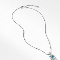 Pendant Necklace with Blue Topaz and Diamonds