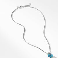 Chatelaine® Pendant Necklace with Blue Topaz and Diamonds, 11mm