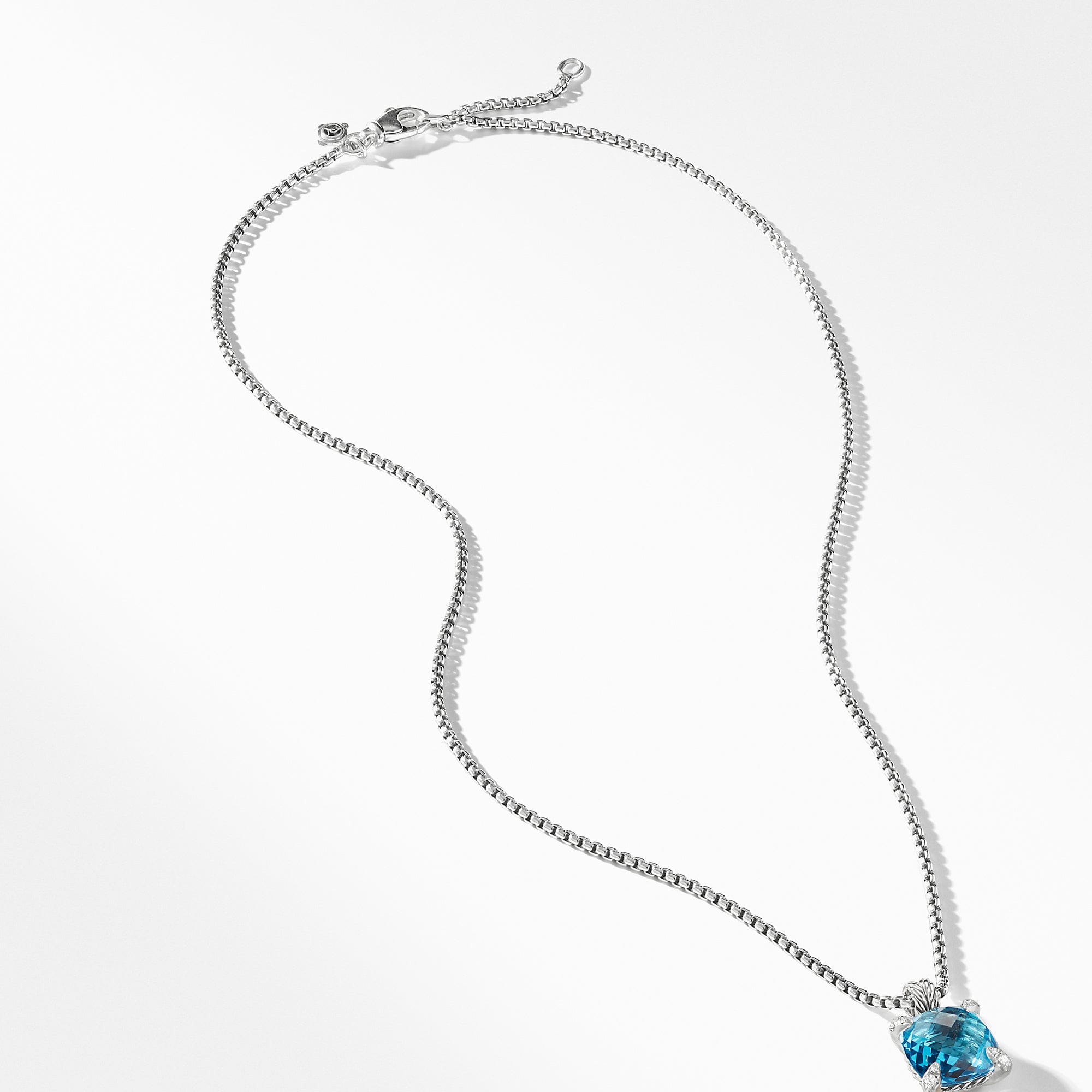 Chatelaine® Pendant Necklace with Blue Topaz and Diamonds, 11mm