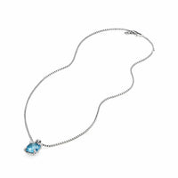 Chatelaine® Pendant Necklace with Blue Topaz and Diamonds, 11mm