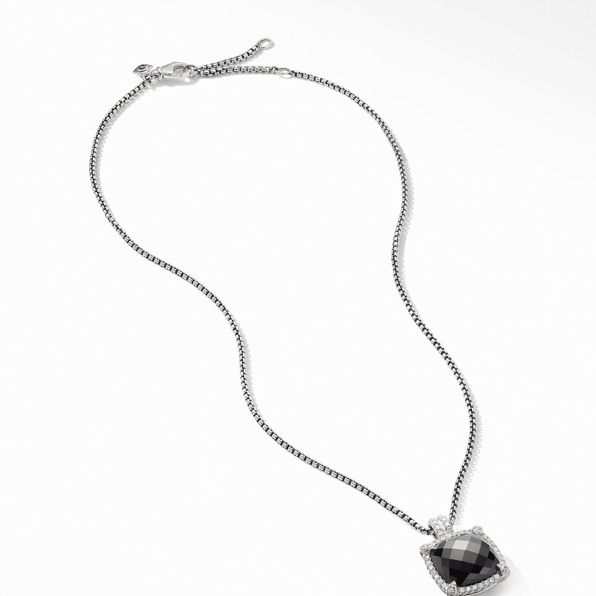 Chatelaine® Pavé Bezel Pendant Necklace with Black Onyx