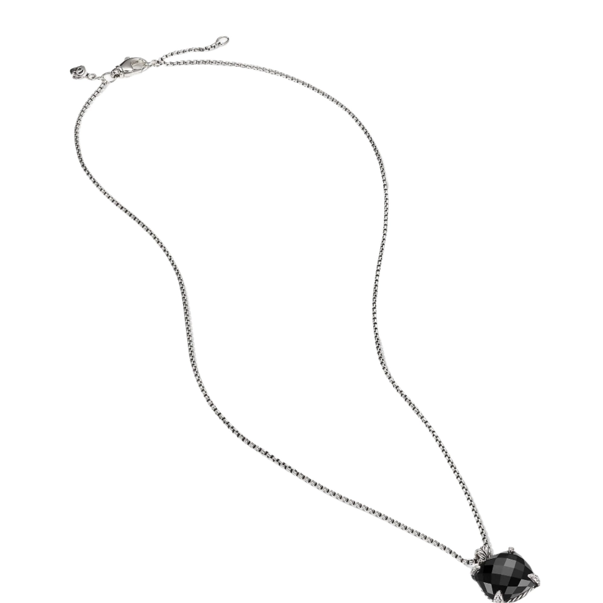 Chatelaine® Pendant Necklace with Black Onyx and Diamonds, 14mm