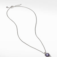 Chatelaine® Pave Bezel Pendant Necklace with Black Orchard and Diamonds, 9mm