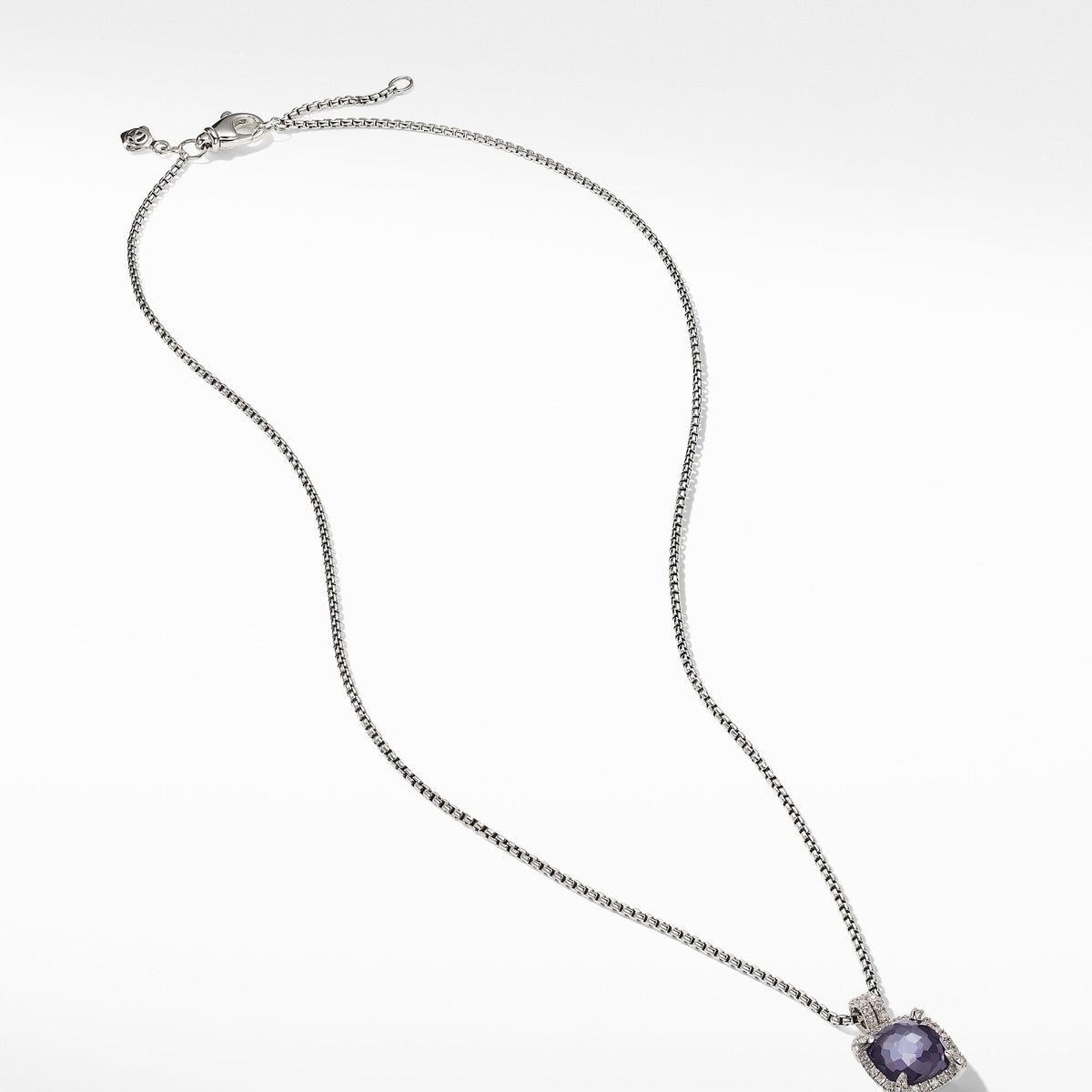 Chatelaine® Pave Bezel Pendant Necklace with Black Orchard and Diamonds, 9mm