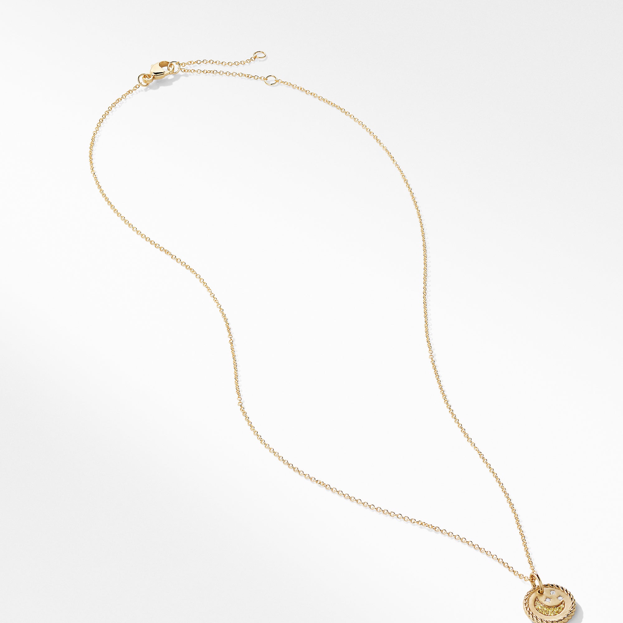 Cable Collectibles Moon and Stars Necklace with Diamonds and Yellow Sapphires in 18K Gold