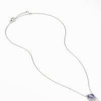 Petite Chatelaine® Pavé Bezel Pendant Necklace in 18K White Gold with Tanzanite