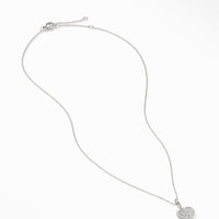 Cable Collectibles® Pavé Plate Heart Charm Necklace in 18K White Gold