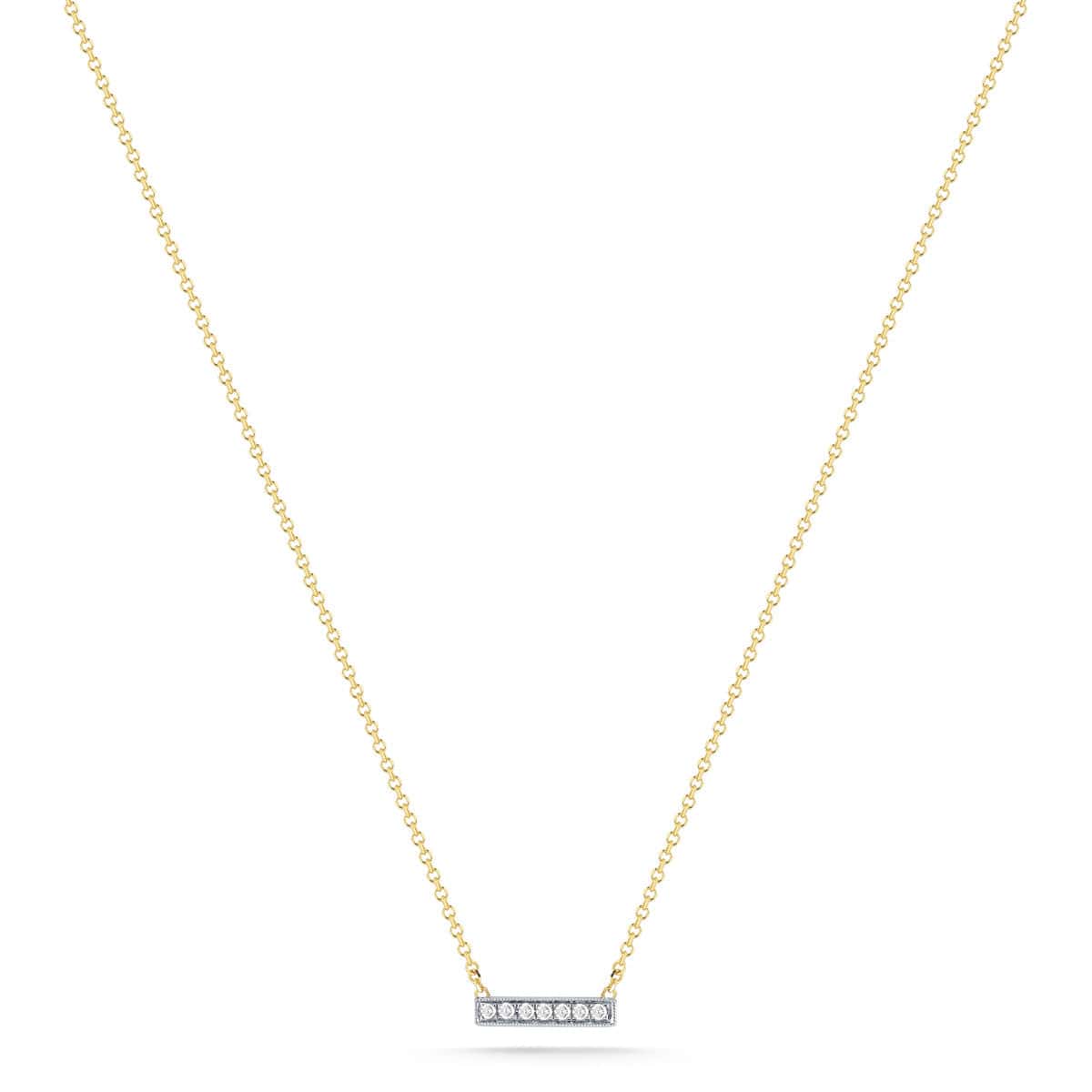 14K Yellow Gold Mini Diamond Pave Bar Necklace