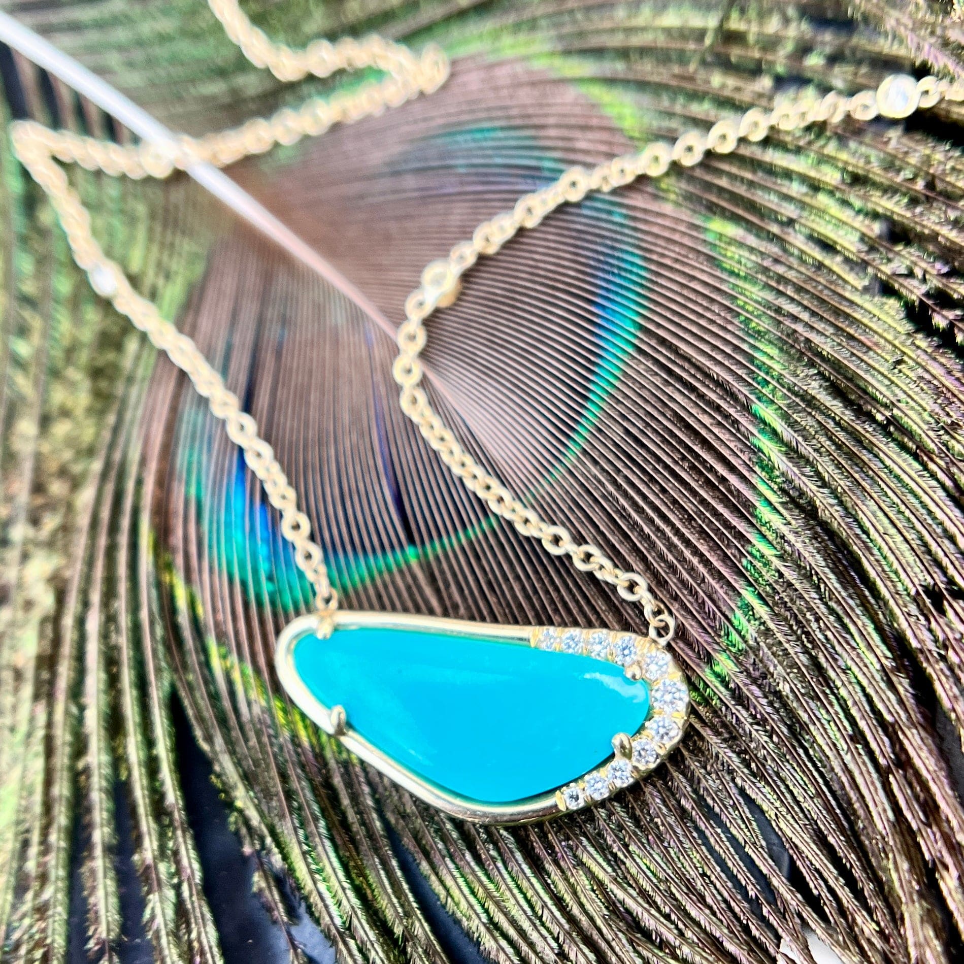 18K Yellow Gold Arizona Turquoise Stella Necklace