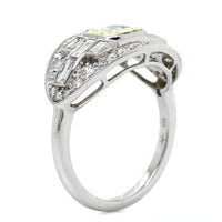 18K White Gold Fancy Yellow Diamond Vintage Style Engagement Ring