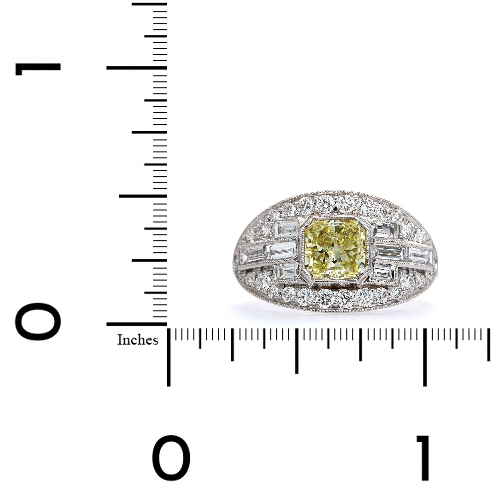 18K White Gold Fancy Yellow Diamond Vintage Style Engagement Ring