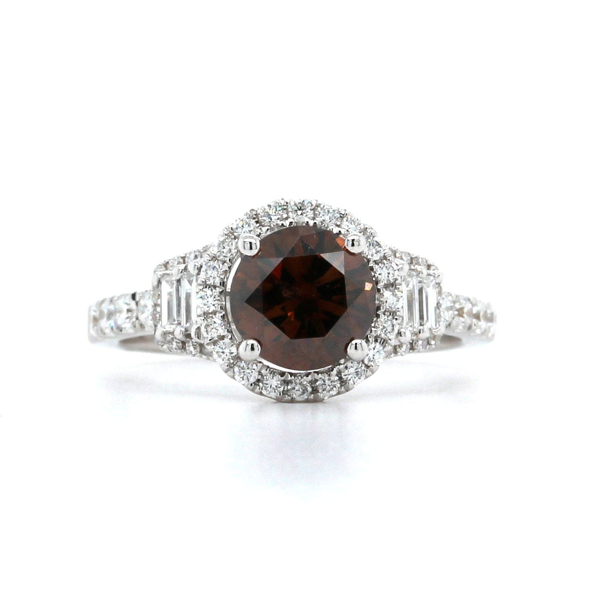 18K White Gold Brown Diamond Ring