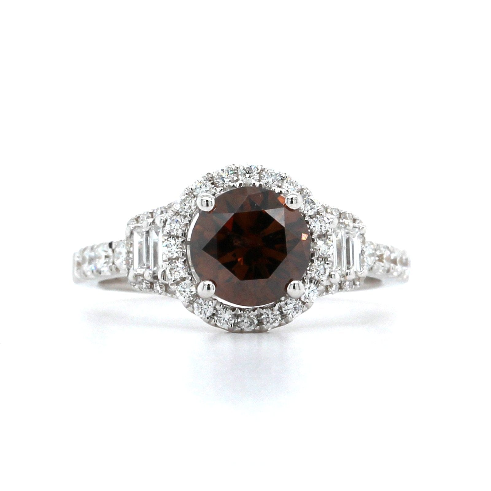 18K White Gold Brown Diamond Ring