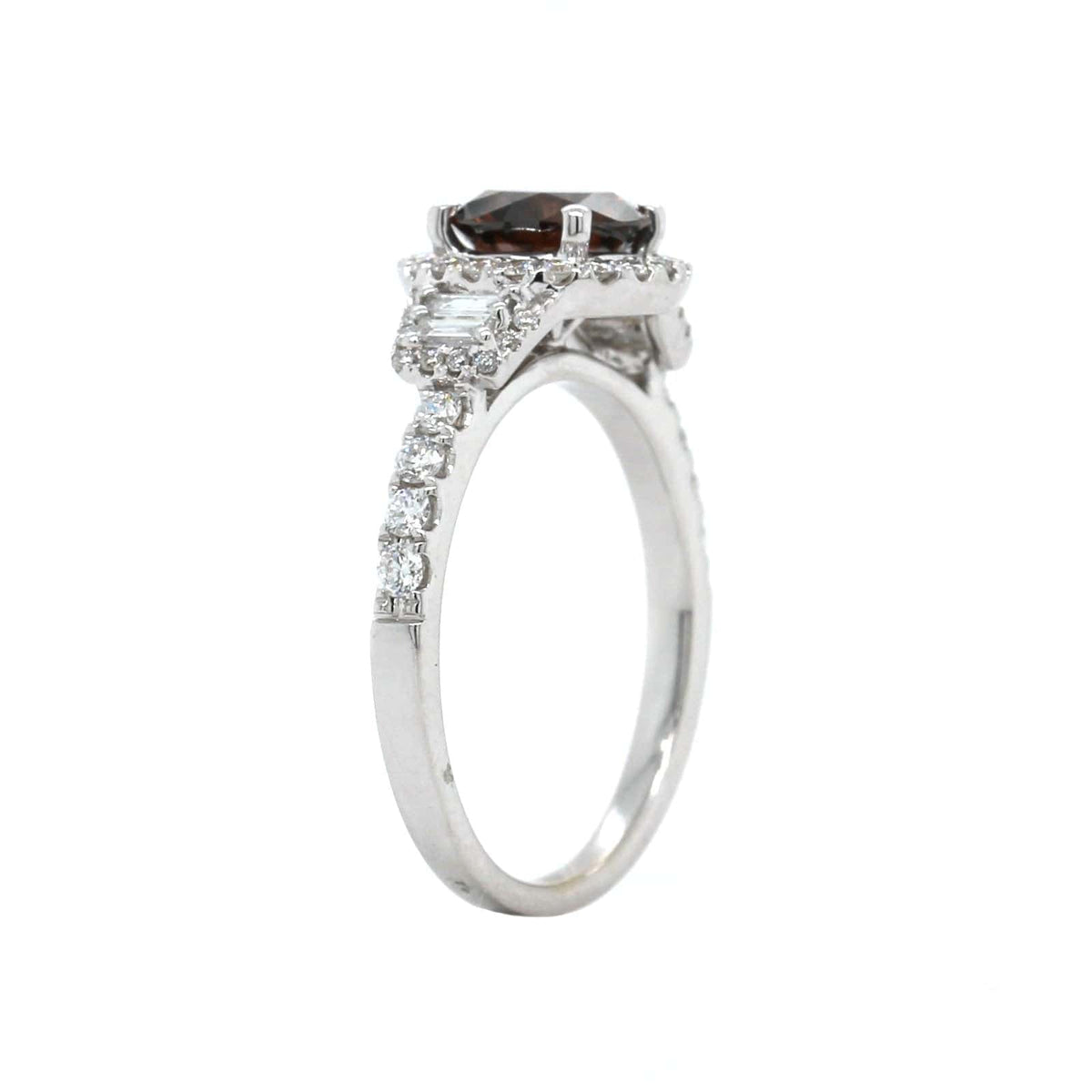 18K White Gold Brown Diamond Ring