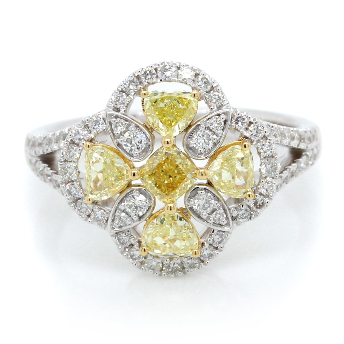 14K White Gold Yellow Diamond Ring