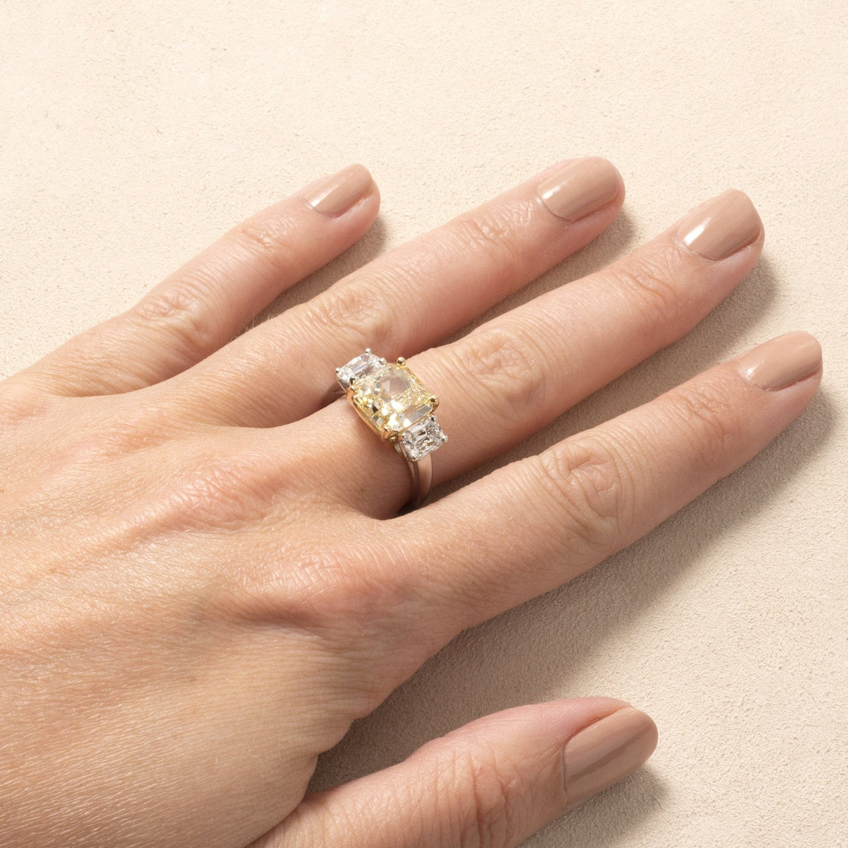 18K Yellow Gold and Platinum Yellow Diamond Ring