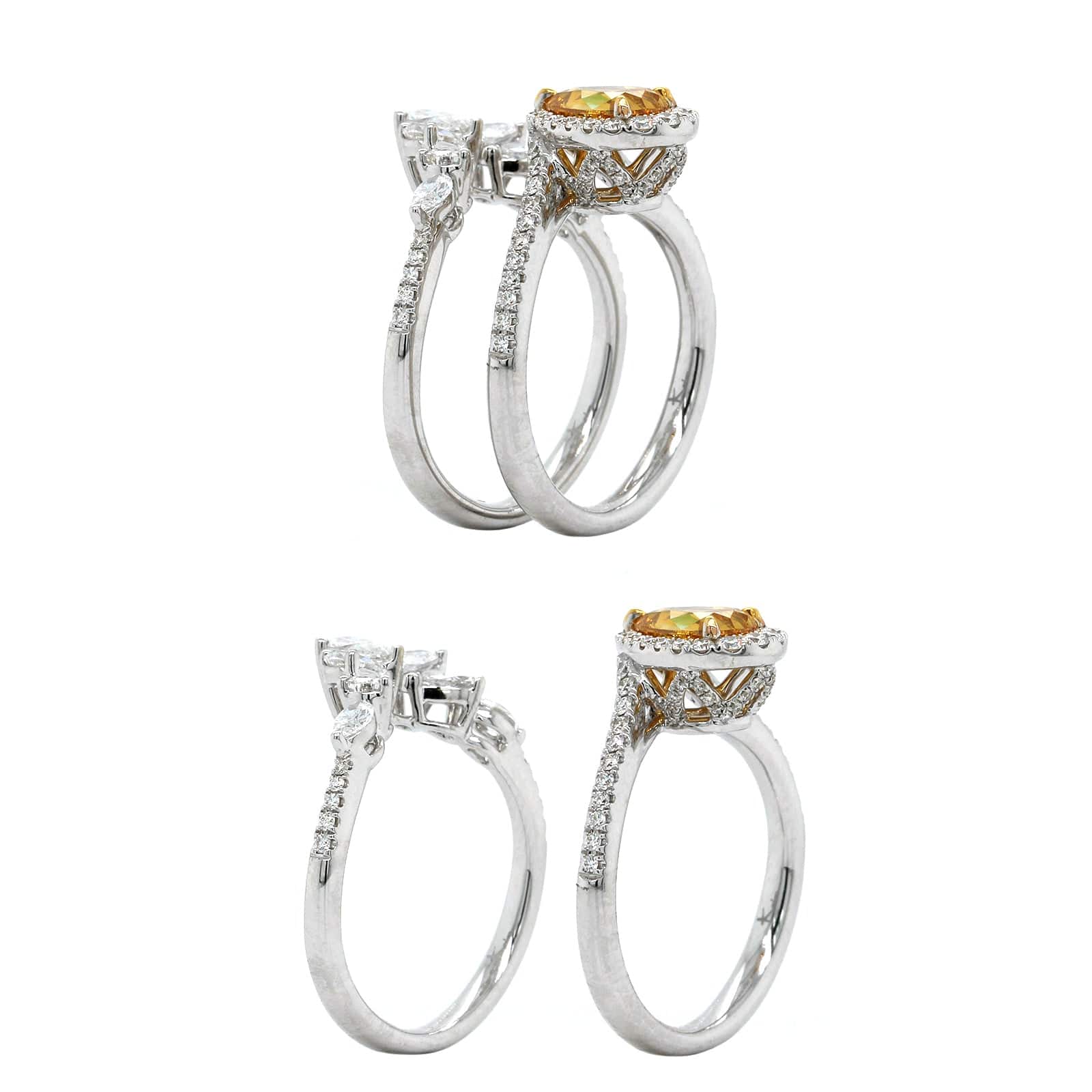 18K White Gold Diamond Engagement Ring and Band 2 Piece Set