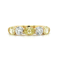 18K Yellow Gold and Platinum 7 Stone Yellow Diamond Band