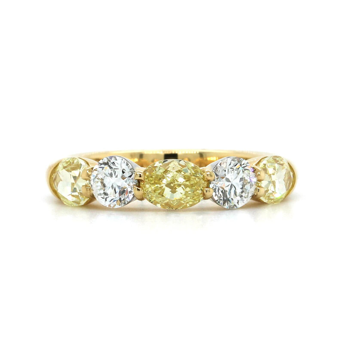 18K Yellow Gold and Platinum 7 Stone Yellow Diamond Band